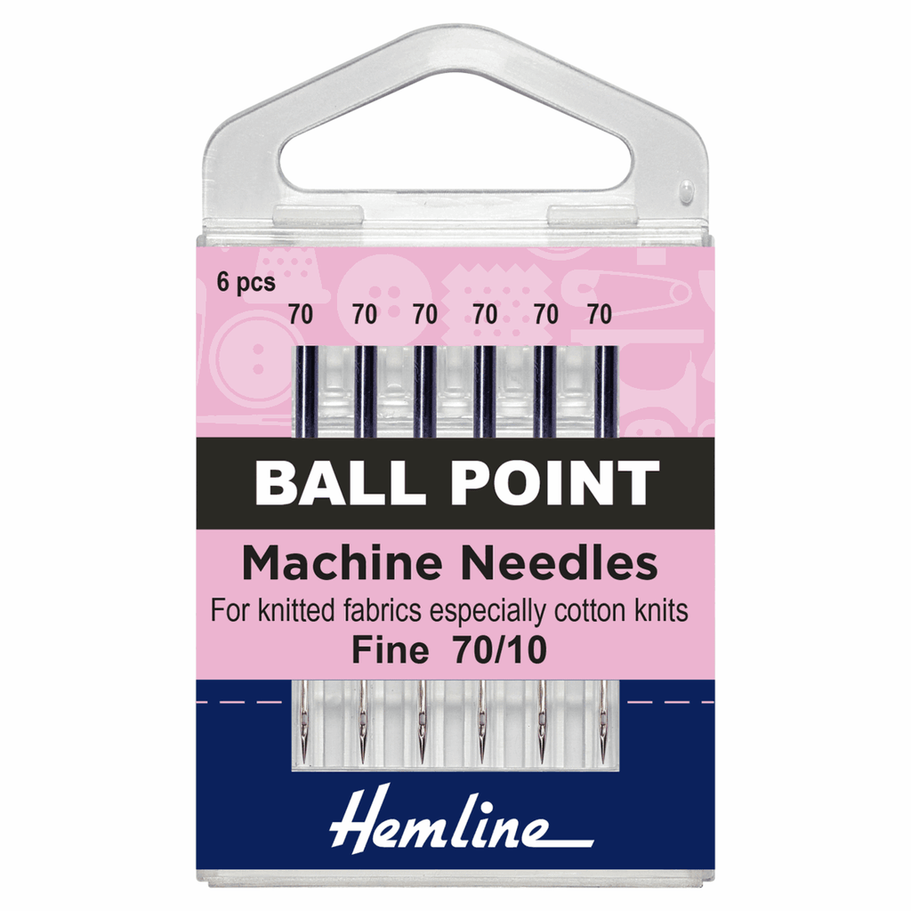 Hemline Sewing Machine Needles - Ball Point - Fine 70/10 (pack of 6)-Accessories-Jelly Fabrics