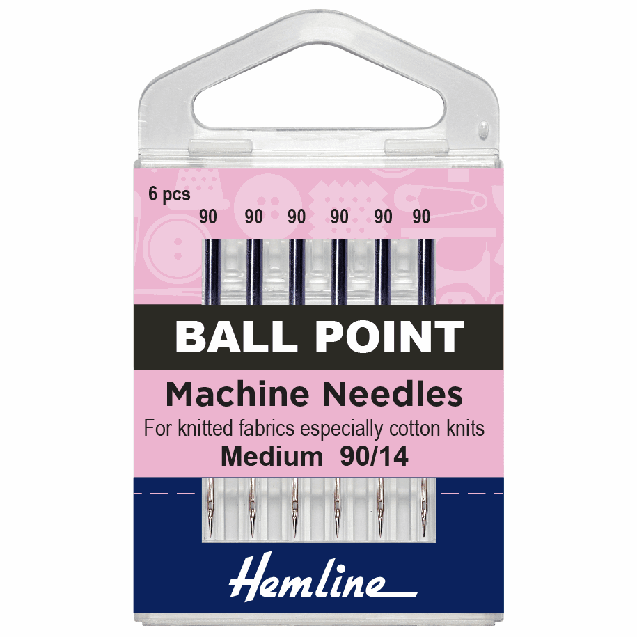 Hemline Sewing Machine Needles - Ball Point - Medium/Heavy 90/14 (pack of 6)-Accessories-Jelly Fabrics