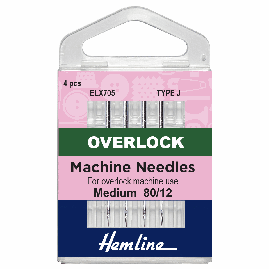 Hemline Overlock/Serger Machine Needles - Type J - Medium 80/12 (4 pieces)-Accessories-Jelly Fabrics