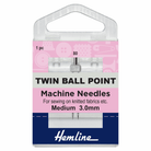 Hemline Sewing Machine Needles - Twin Ball Point - 80/12 - 3mm (1 piece)-Accessories-Jelly Fabrics