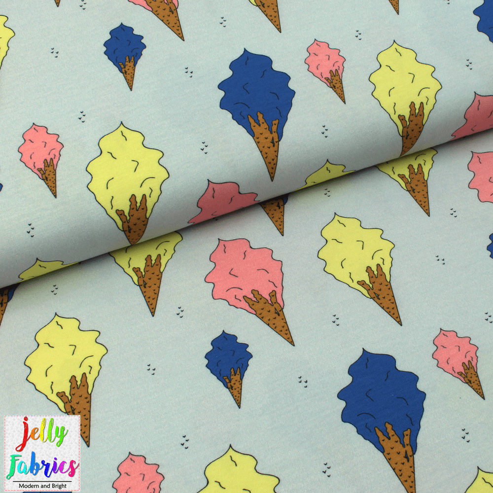 Organic Cotton Jersey Fabric - Gelato Ice Cream in Grey-Organic Jersey-Jelly Fabrics
