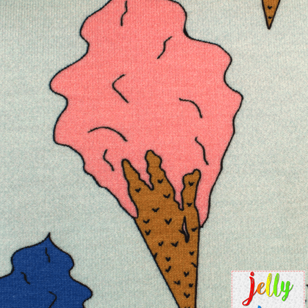 Organic Cotton Jersey Fabric - Gelato Ice Cream in Grey-Organic Jersey-Jelly Fabrics