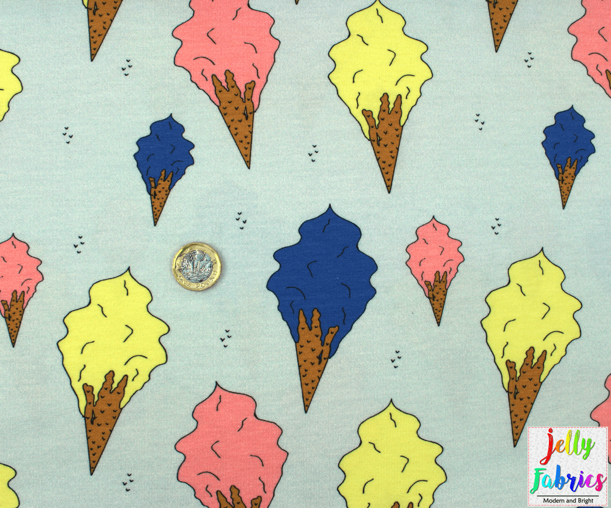Organic Cotton Jersey Fabric - Gelato Ice Cream in Grey-Organic Jersey-Jelly Fabrics