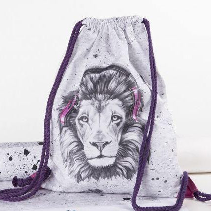 CUT & SEW - DIY Kit for Lion in Pink/Black Headphones Gym Bag-DIY Kit-Jelly Fabrics