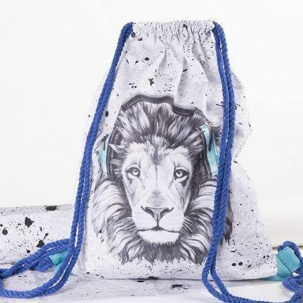 CUT & SEW - DIY Kit for Lion in Turquoise/Black Headphones Gym Bag-DIY Kit-Jelly Fabrics