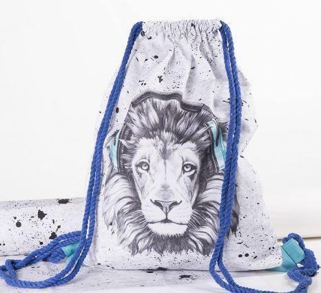 CUT & SEW - DIY Kit for Lion in Turquoise/Black Headphones Gym Bag-DIY Kit-Jelly Fabrics