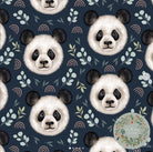 Organic Cotton Jersey - Floral Pandas in Navy (EXCLUSIVE)-Jersey Fabric-Jelly Fabrics