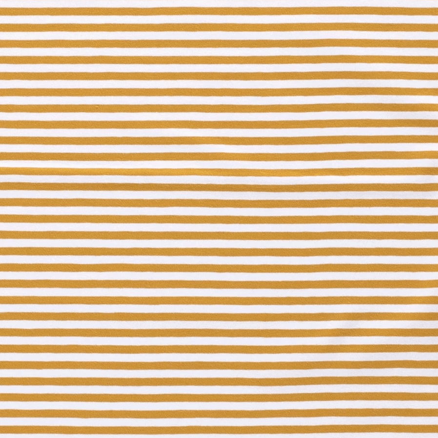 Cotton Jersey - Ochre and White Stripes-Jersey Fabric-Jelly Fabrics