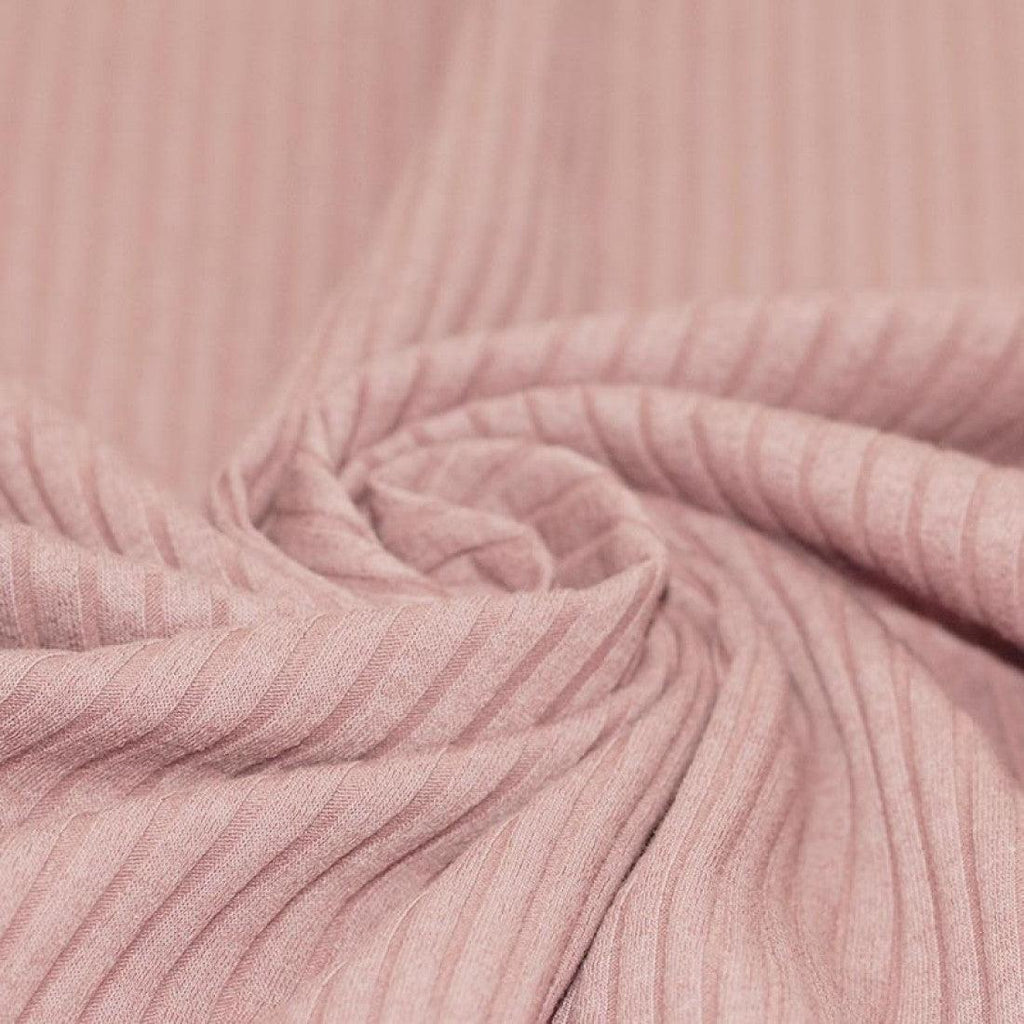 Wide Drop Needle Rib Jersey - Nude Pink-Jersey Fabric-Jelly Fabrics