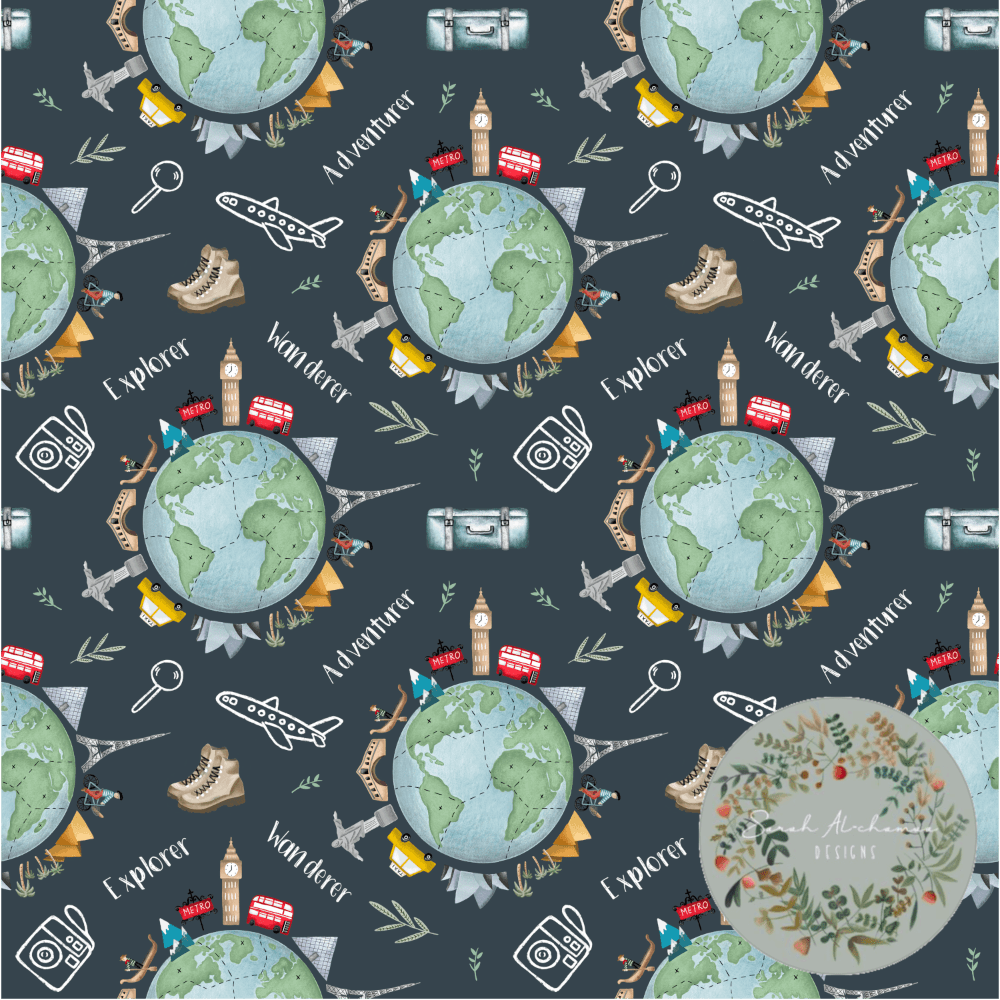Cotton Jersey - Adventurer in Navy (EXCLUSIVE)-Jersey Fabric-Jelly Fabrics