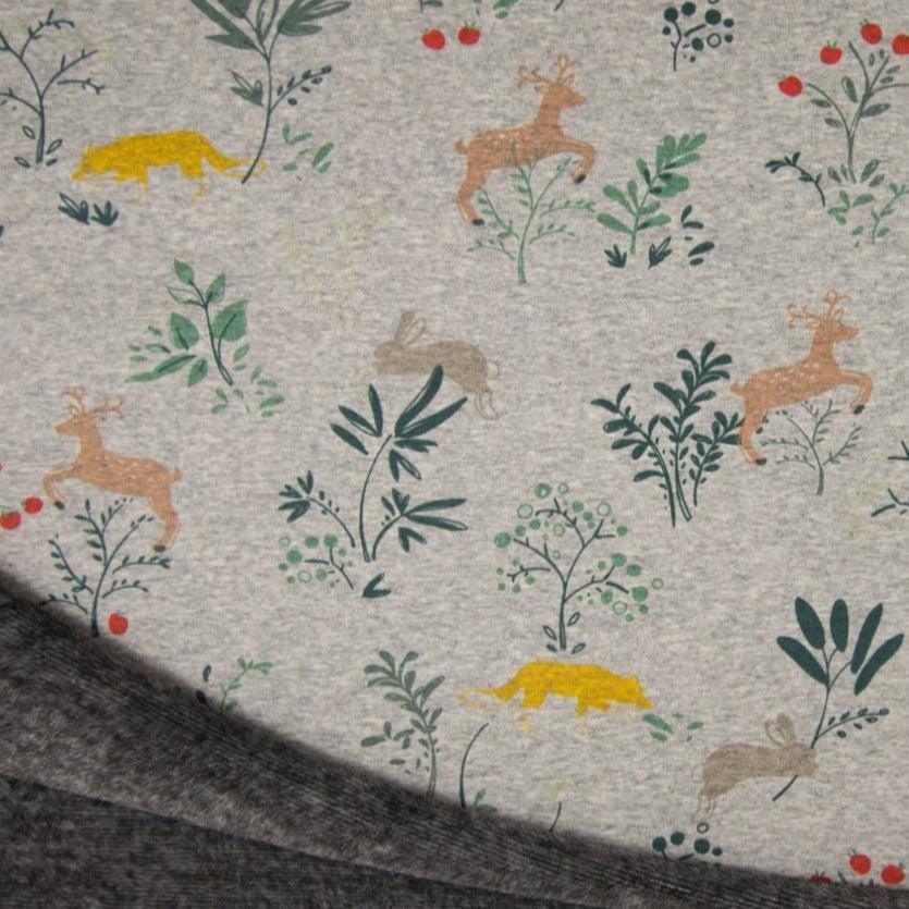 Alpine Fleece - Deer in Grey Melange-Alpine Fleece-Jelly Fabrics