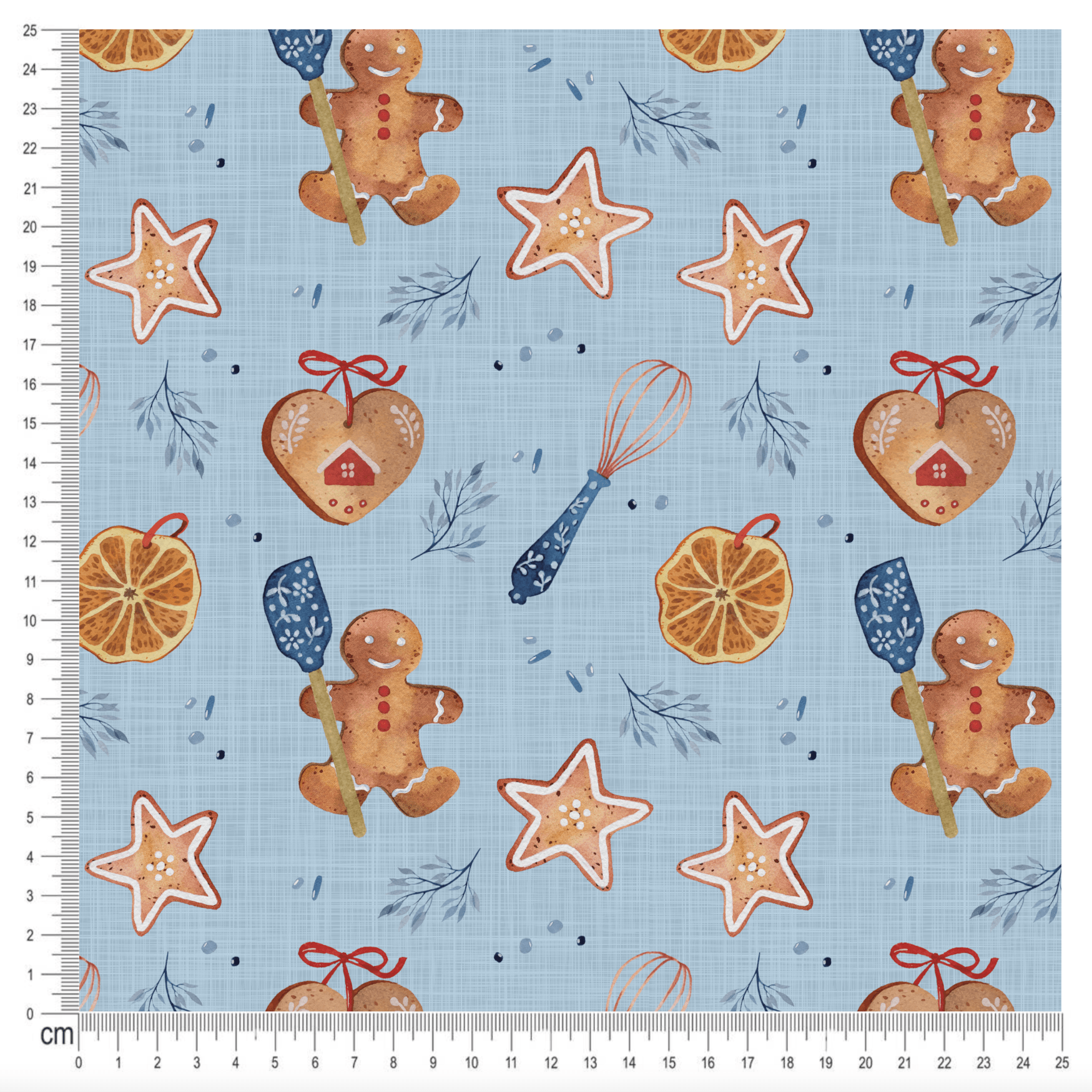 PRE-ORDER!!! - Baking Spirits Bright - Blue Linen (EXCLUSIVE) (due July)-Jersey Fabric-Jelly Fabrics