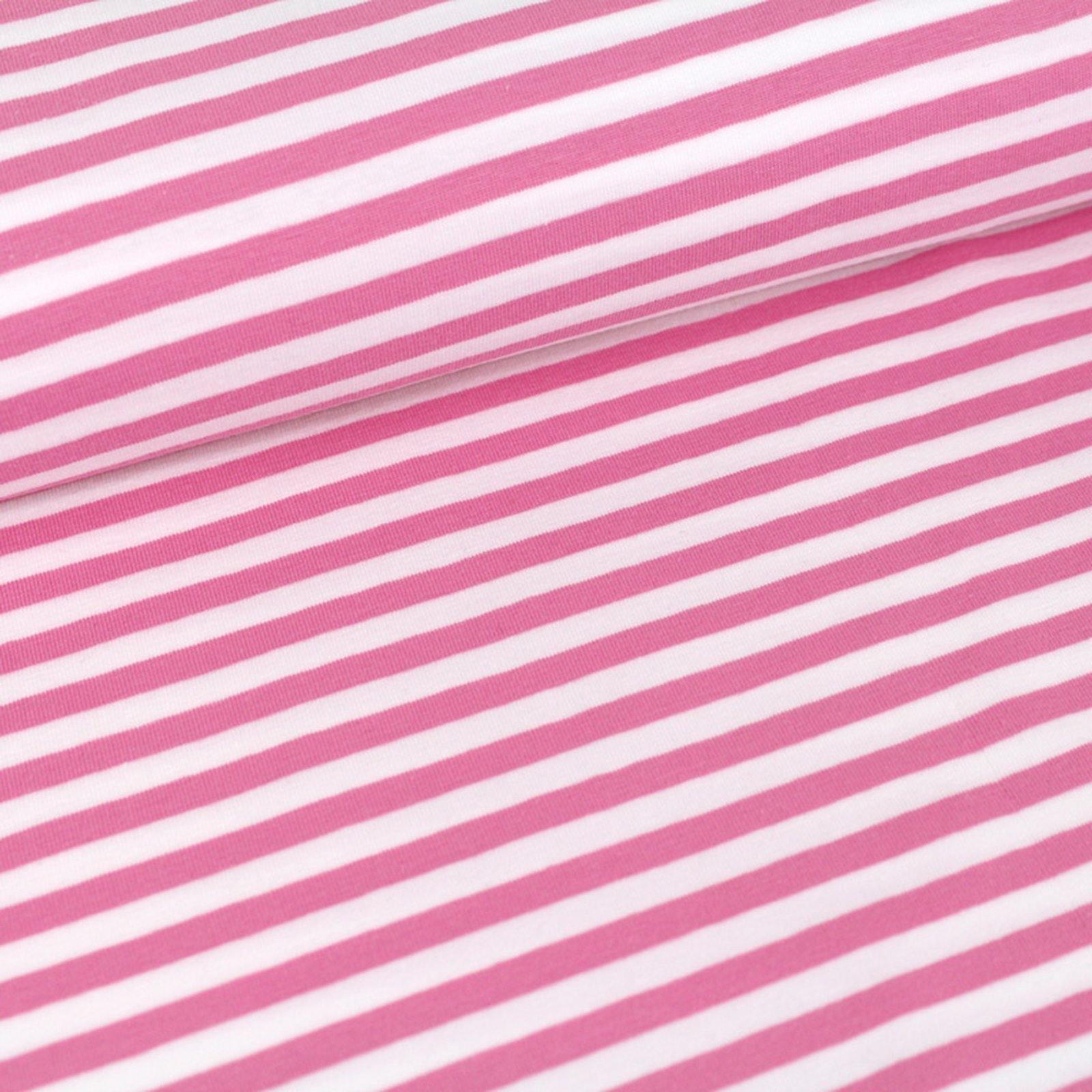 Organic Jersey Fabric - Pink Rose with White Stripes-Organic Jersey-Jelly Fabrics
