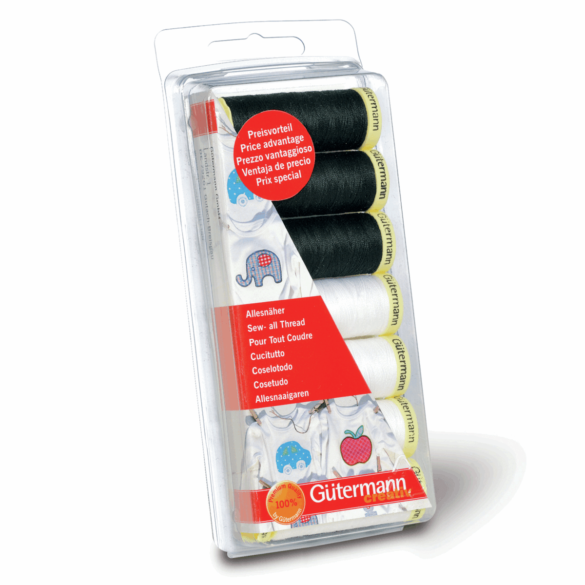 Gutermann Sew-All Thread Set - Black & White (7x 100M)-DIY Kit-Jelly Fabrics