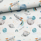 French Terry Loop Back - Blast Off in White-French Terry-Jelly Fabrics