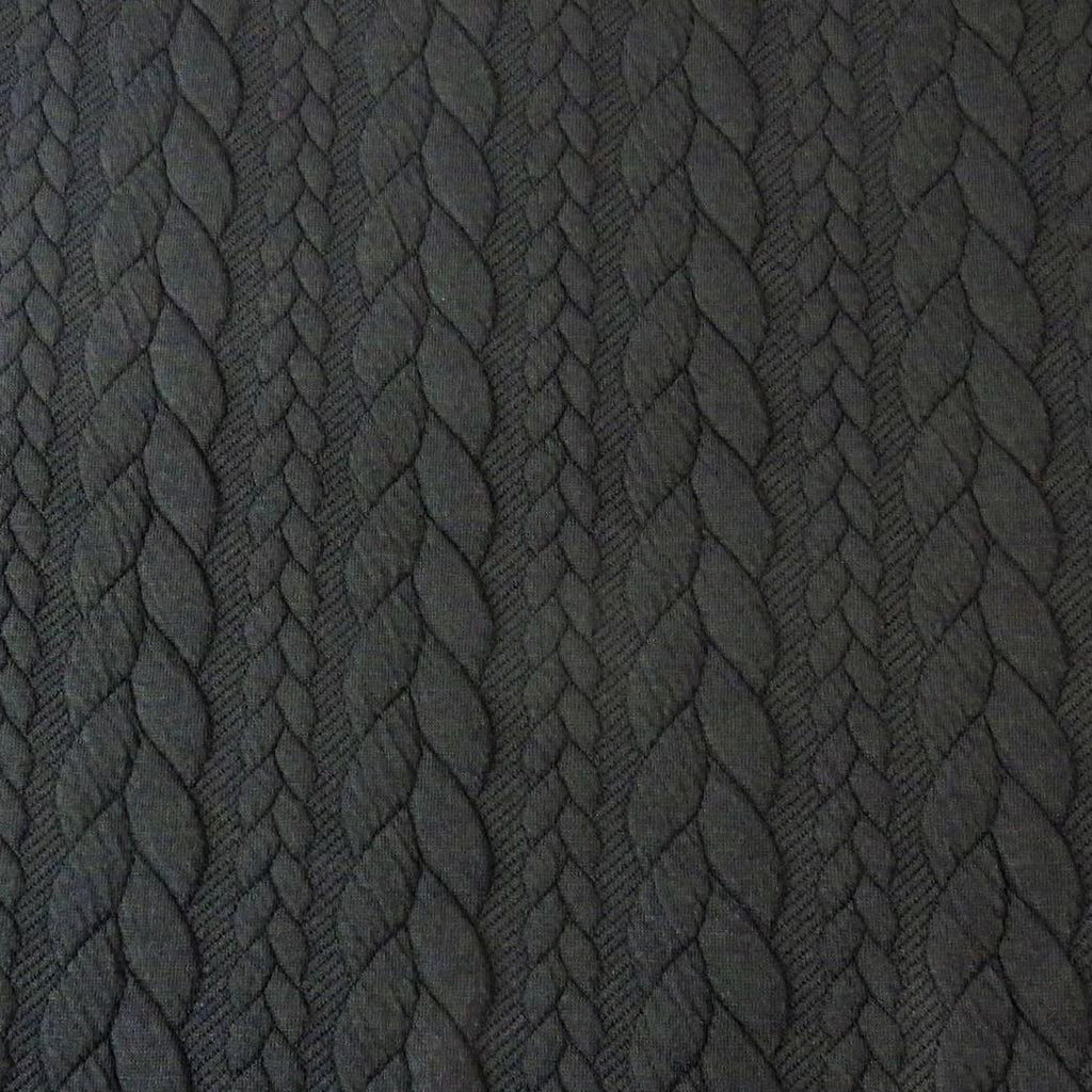 Cable Knit Jersey - Solid in Black-Jacquard-Jelly Fabrics