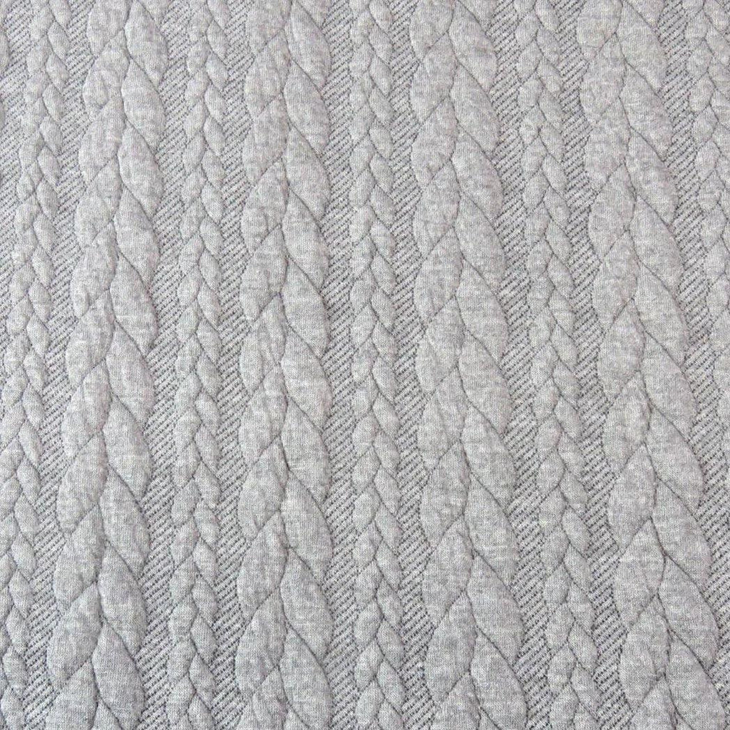 Cable Knit Jersey - Light Grey-Jacquard-Jelly Fabrics