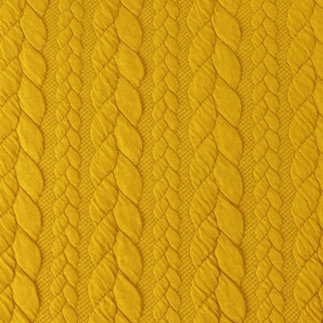 Cable Knit Jersey - Solid in Yellow-Jacquard-Jelly Fabrics