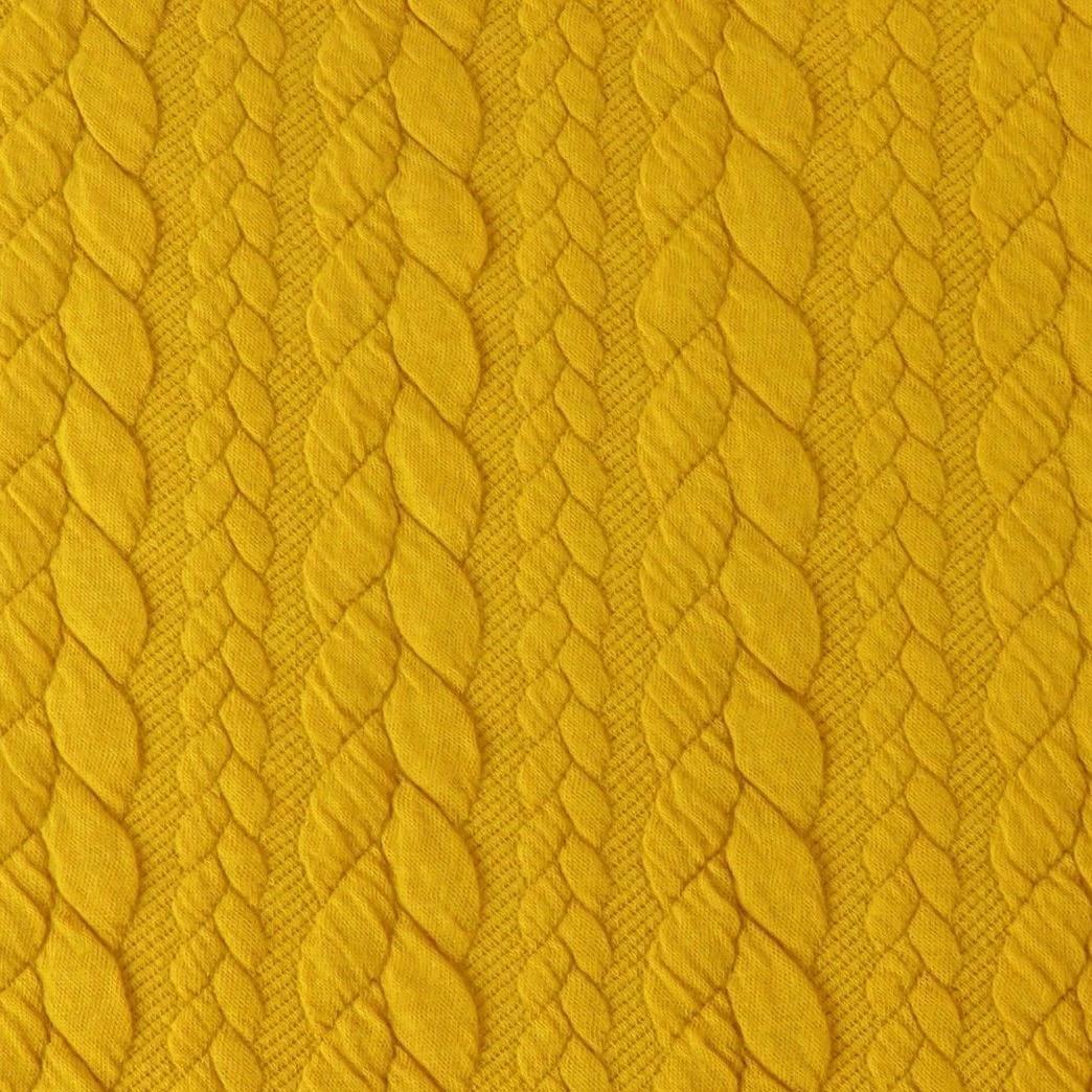 Cable Knit Jersey - Solid in Yellow-Jacquard-Jelly Fabrics