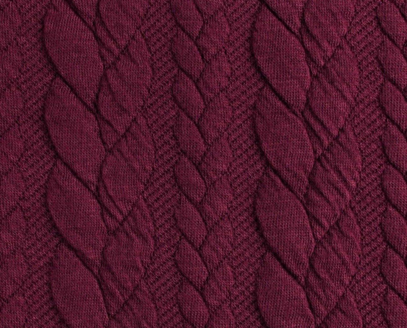 Cable Knit Jersey - Purple Bordeaux-Jacquard-Jelly Fabrics