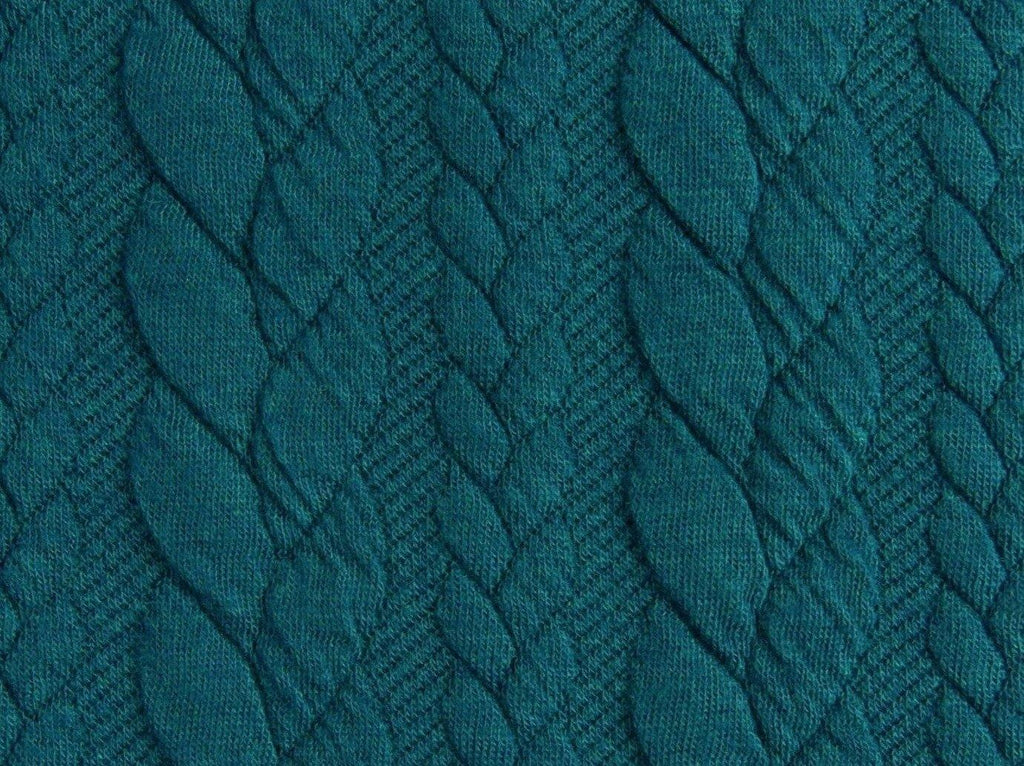 Cable Knit Jersey - Dark Petrol-Jacquard-Jelly Fabrics