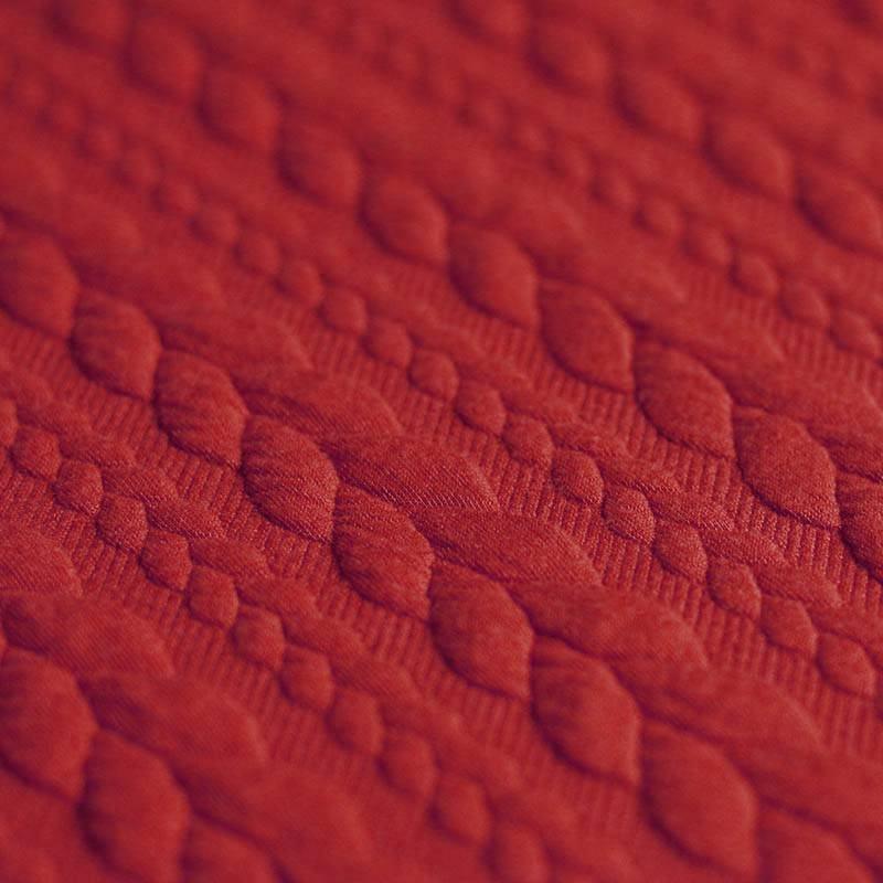 Cable Knit Jacquard Fabric - Solid in Dark Red-Jacquard-Jelly Fabrics