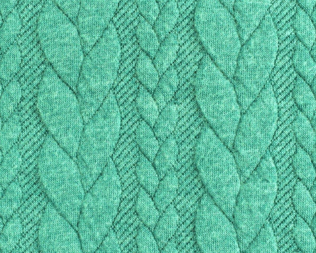 Cable Knit Jersey - Solid in Mint-Jacquard-Jelly Fabrics