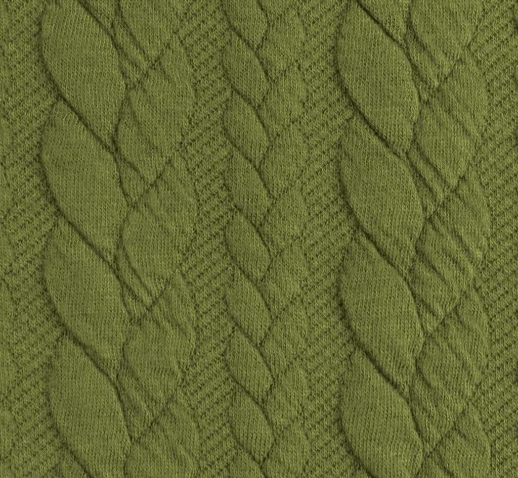 Cable Knit Jersey - Olive-Jacquard-Jelly Fabrics