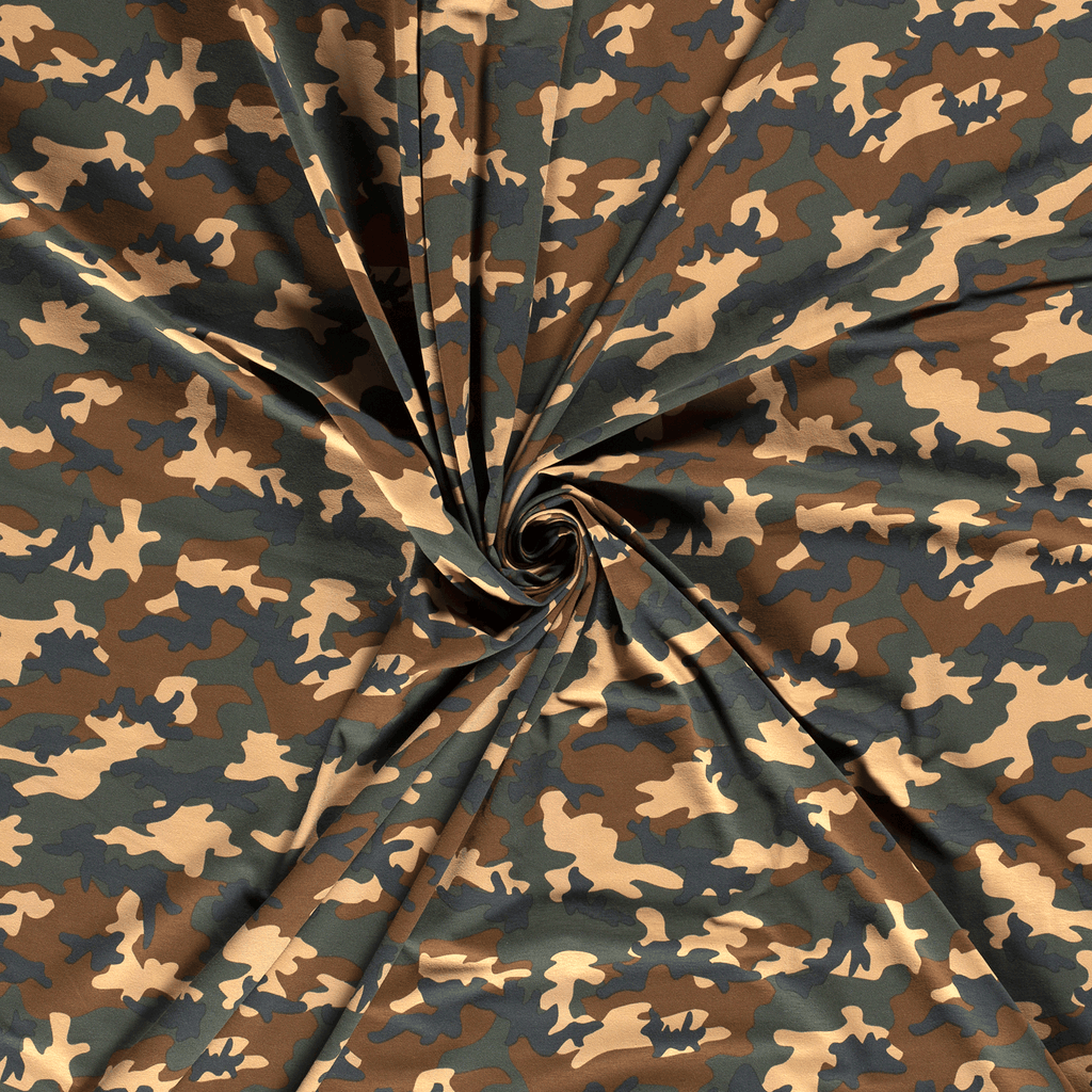Cotton Jersey Fabric - Camouflage in Green-Jersey Fabric-Jelly Fabrics