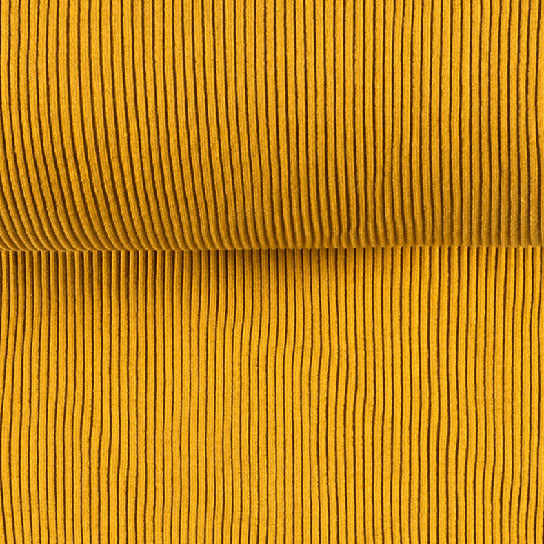 Chunky Tubular Ribbing - Ochre-Rib Knit-Jelly Fabrics