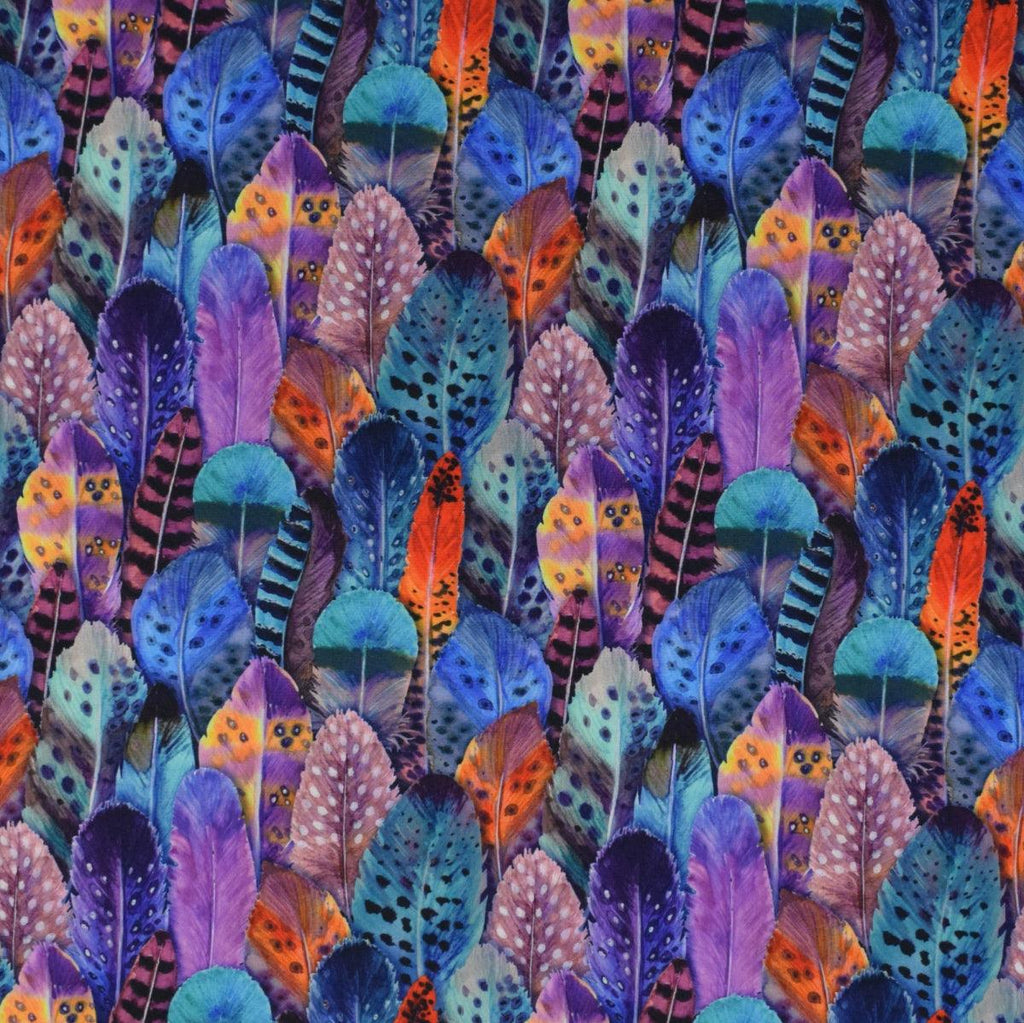 Softshell - Colourful Feathers-Fleece-Jelly Fabrics