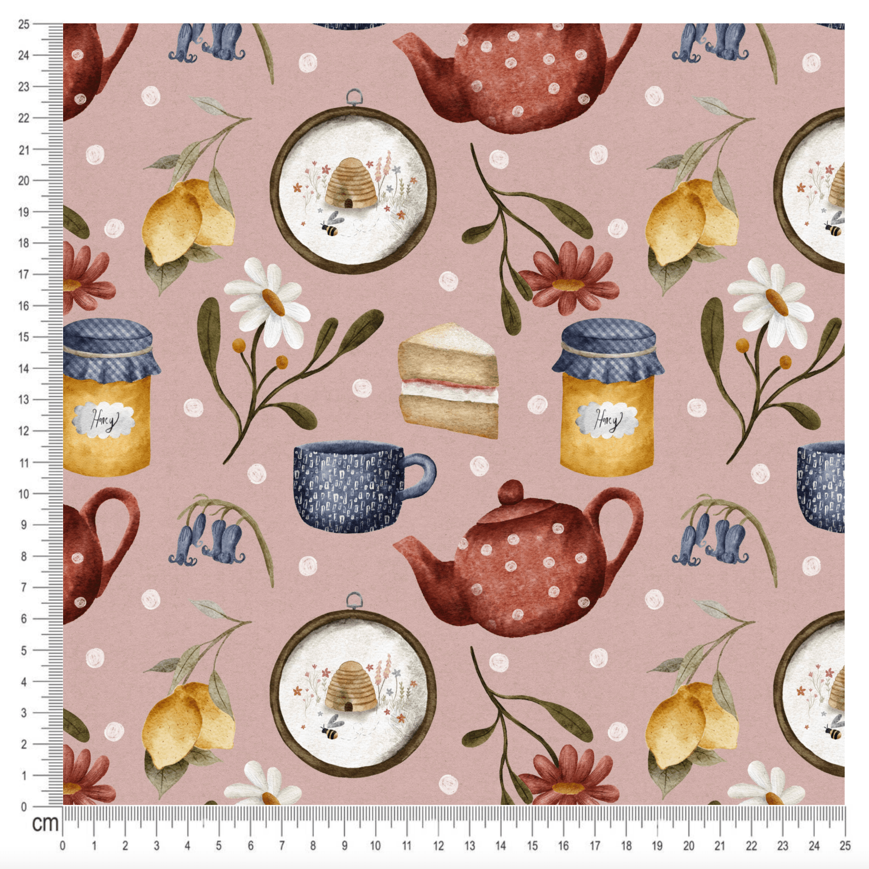 Cotton Jersey - Come for Tea in Rose (EXCLUSIVE)-Jersey Fabric-Jelly Fabrics