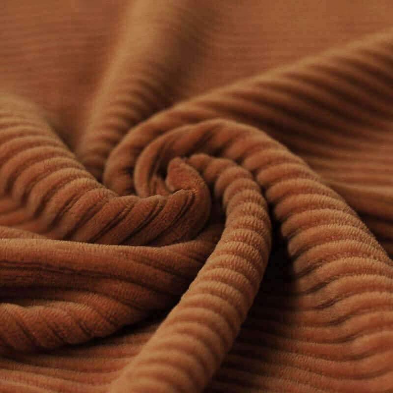 Wide Stretch Corduroy Jersey Fabric - Solid Cognac-Corduroy-Jelly Fabrics