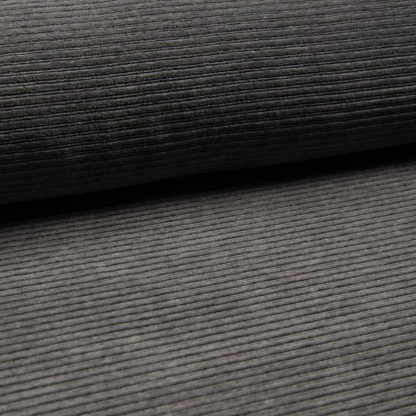 Wide Stretch Corduroy Jersey Fabric - Solid Dark Grey Melange-Corduroy-Jelly Fabrics