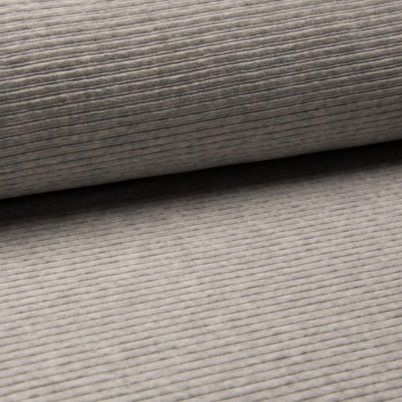 Wide Stretch Corduroy Jersey Fabric - Solid Light Grey Melange-Corduroy-Jelly Fabrics