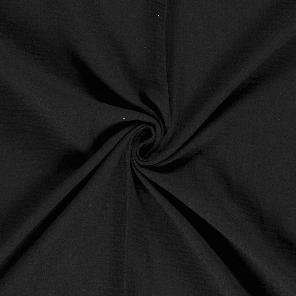 Double Gauze - Black-Muslin Fabric-Jelly Fabrics