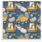 PRE-ORDER!!! - Cotton Jersey - Dinosaur Diggers in Denim Splats (EXCLUSIVE) (due July)-Jersey Fabric-Jelly Fabrics