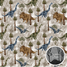 Cotton Jersey - Jurassic Dinos in Stone (EXCLUSIVE)-Jersey Fabric-Jelly Fabrics