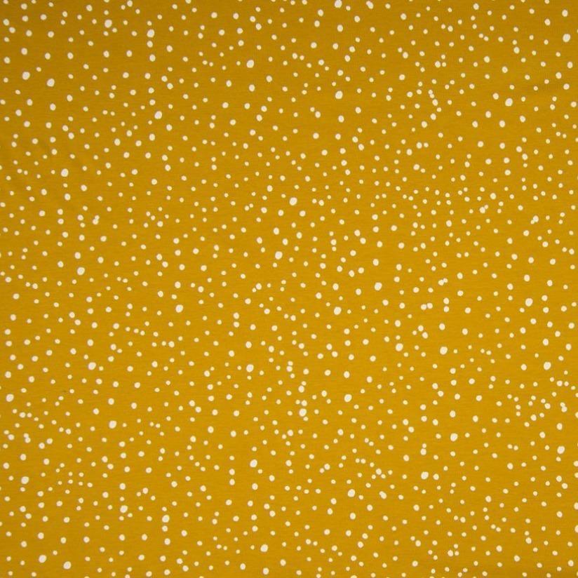 Cotton Jersey - Dots in Ochre-Jersey Fabric-Jelly Fabrics