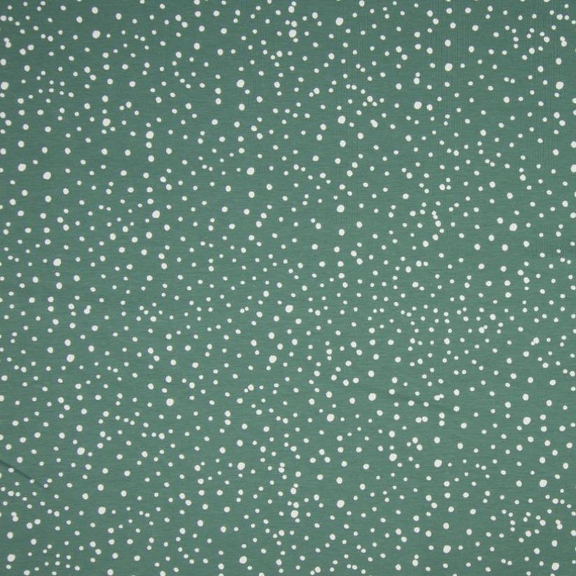 Cotton Jersey - Dots in Dusty Green-Jersey Fabric-Jelly Fabrics