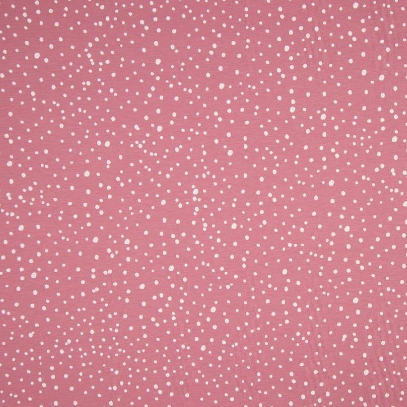 Cotton Jersey - Dots in Dark Rose-Jersey Fabric-Jelly Fabrics