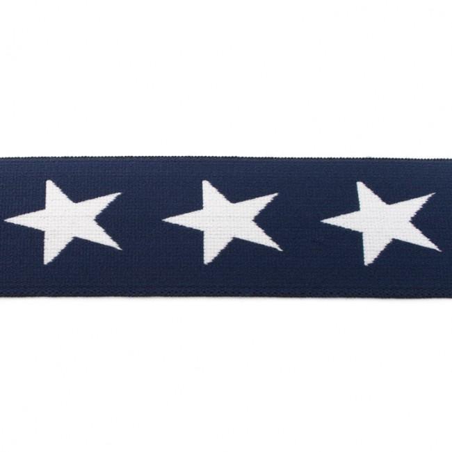 Elastic - Stars on Navy Blue elastic 40mm-Elastic-Jelly Fabrics