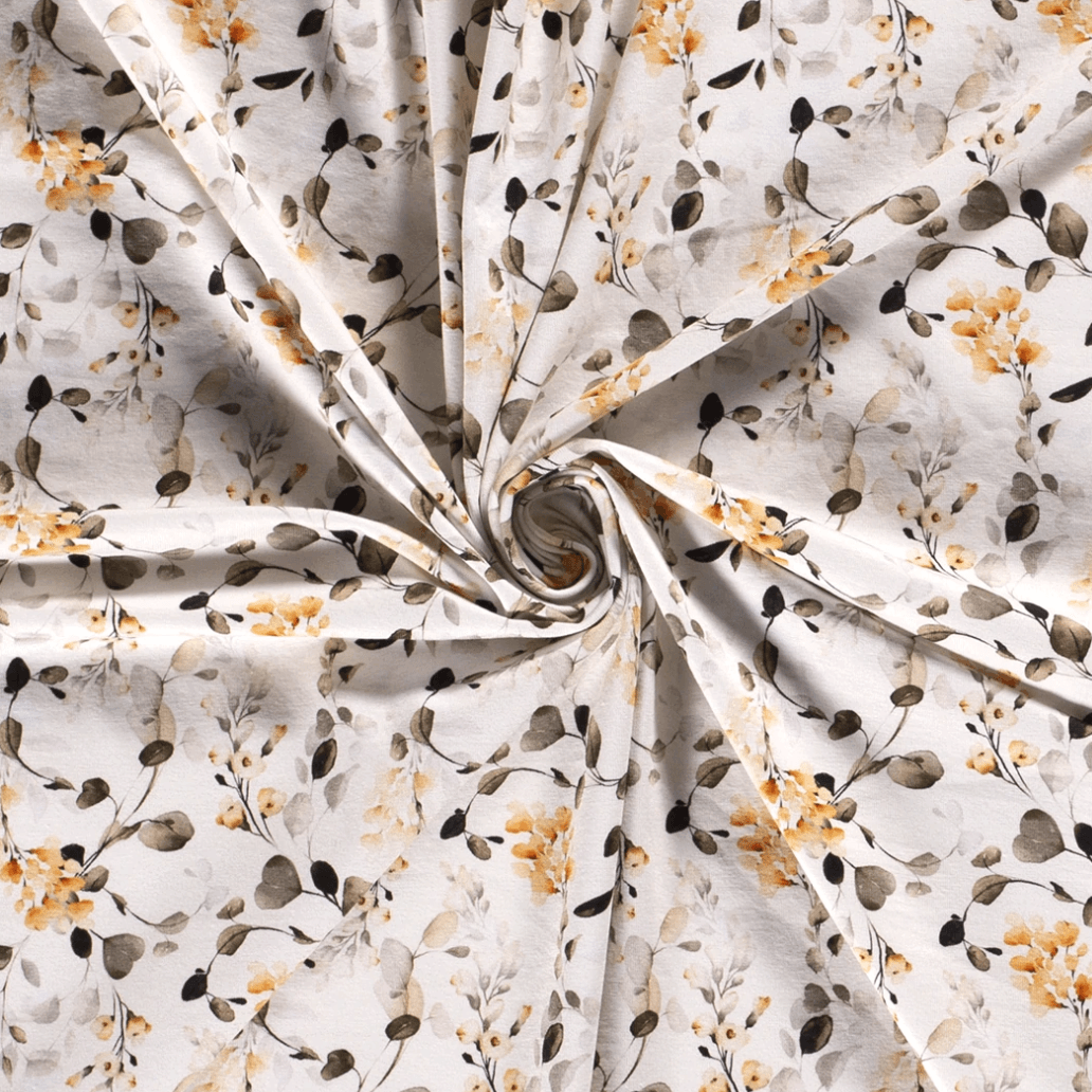 Floral cotton jersey fabric deals