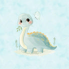 French Terry Knit Panel - Cute Little Dinosaur-French Terry Panel-Jelly Fabrics