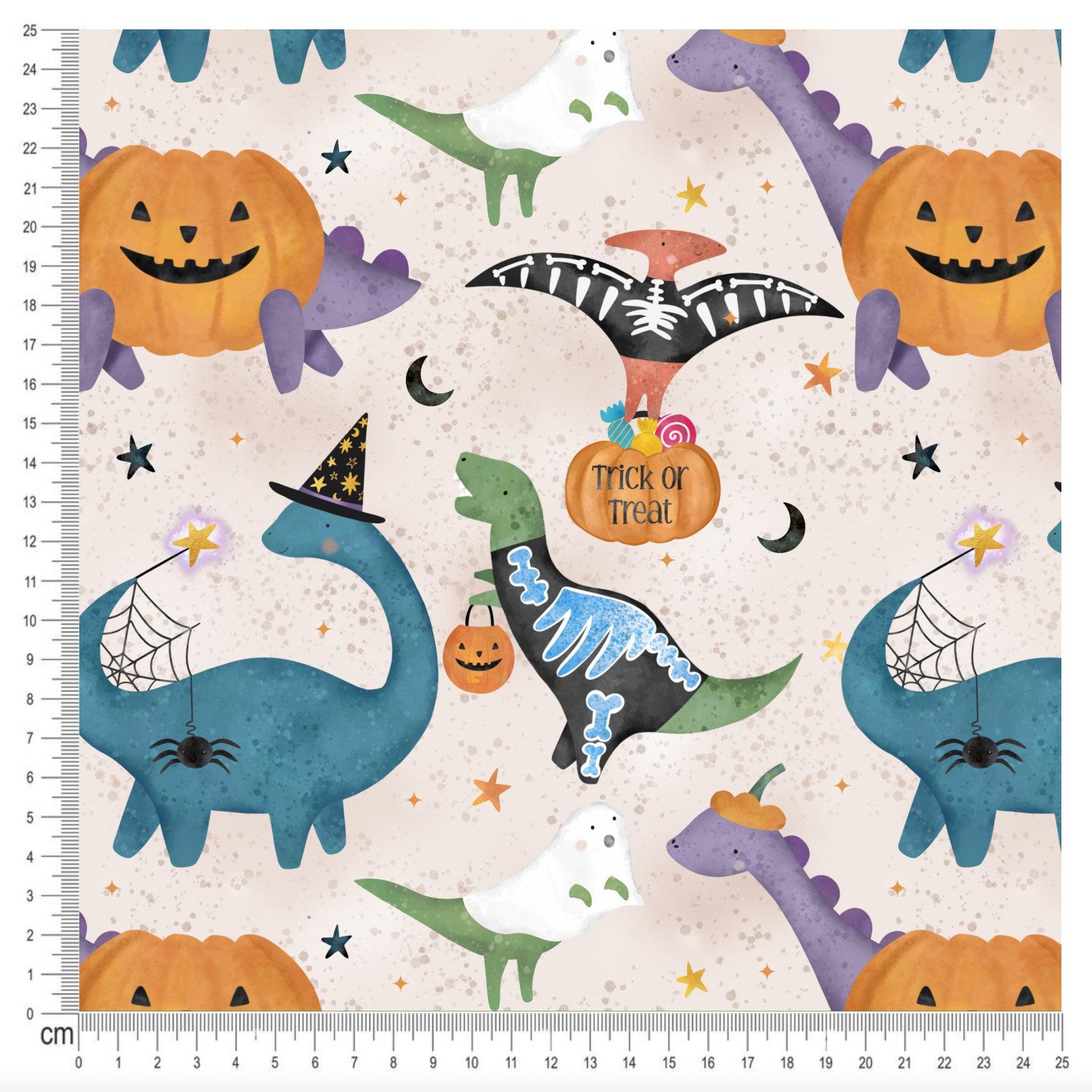 Cotton Jersey - Halloween Dinos in Natural (EXCLUSIVE)-Jersey Fabric-Jelly Fabrics