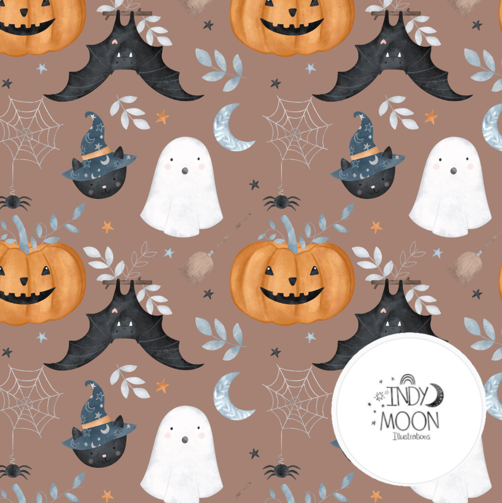 Cotton Jersey - Halloween in Rust (EXCLUSIVE)-Jersey Fabric-Jelly Fabrics