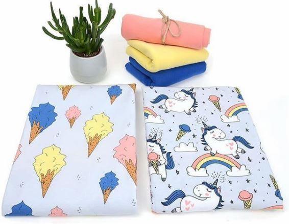 Organic Cotton Jersey Fabric - Gelato Ice Cream in Grey-Organic Jersey-Jelly Fabrics
