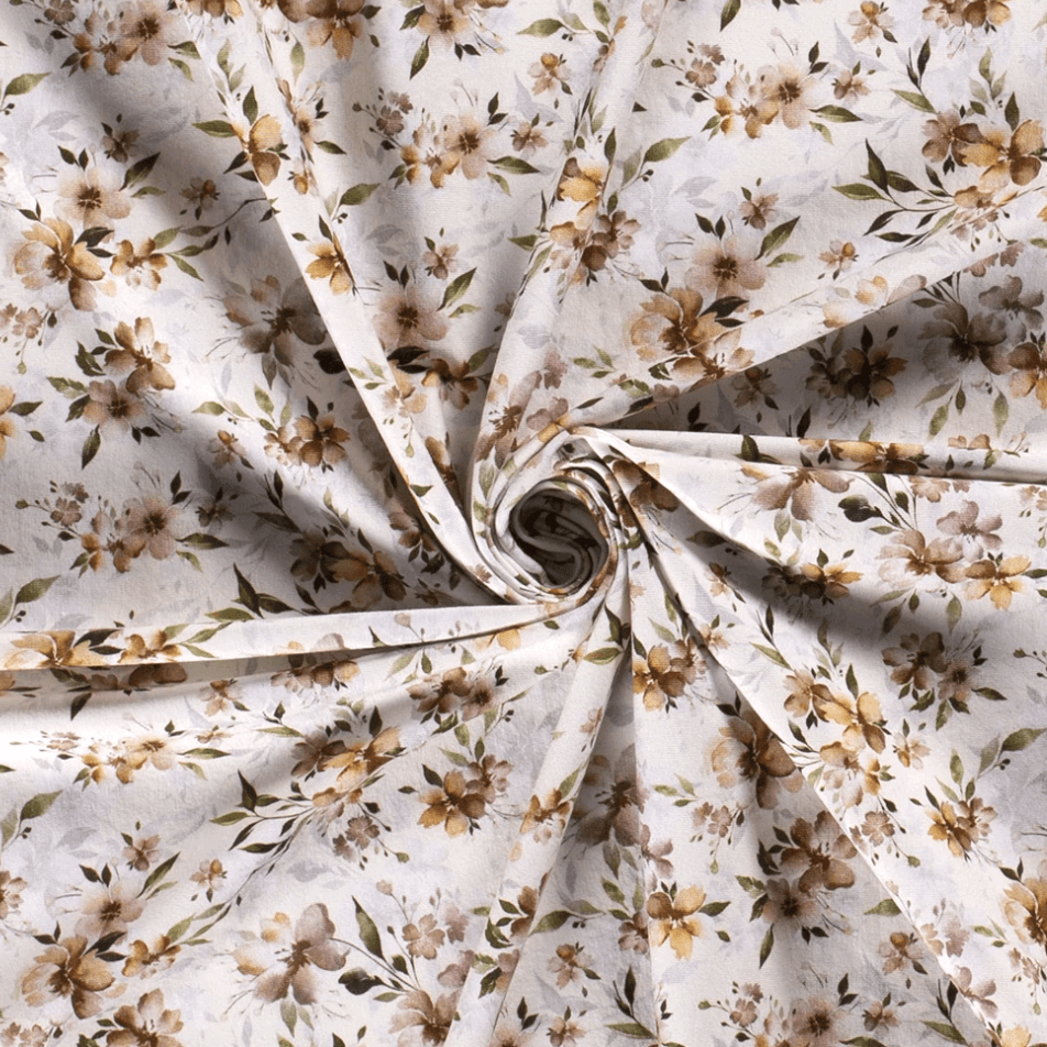 Organic Cotton Jersey - Natural Flowers-Organic Jersey-Jelly Fabrics