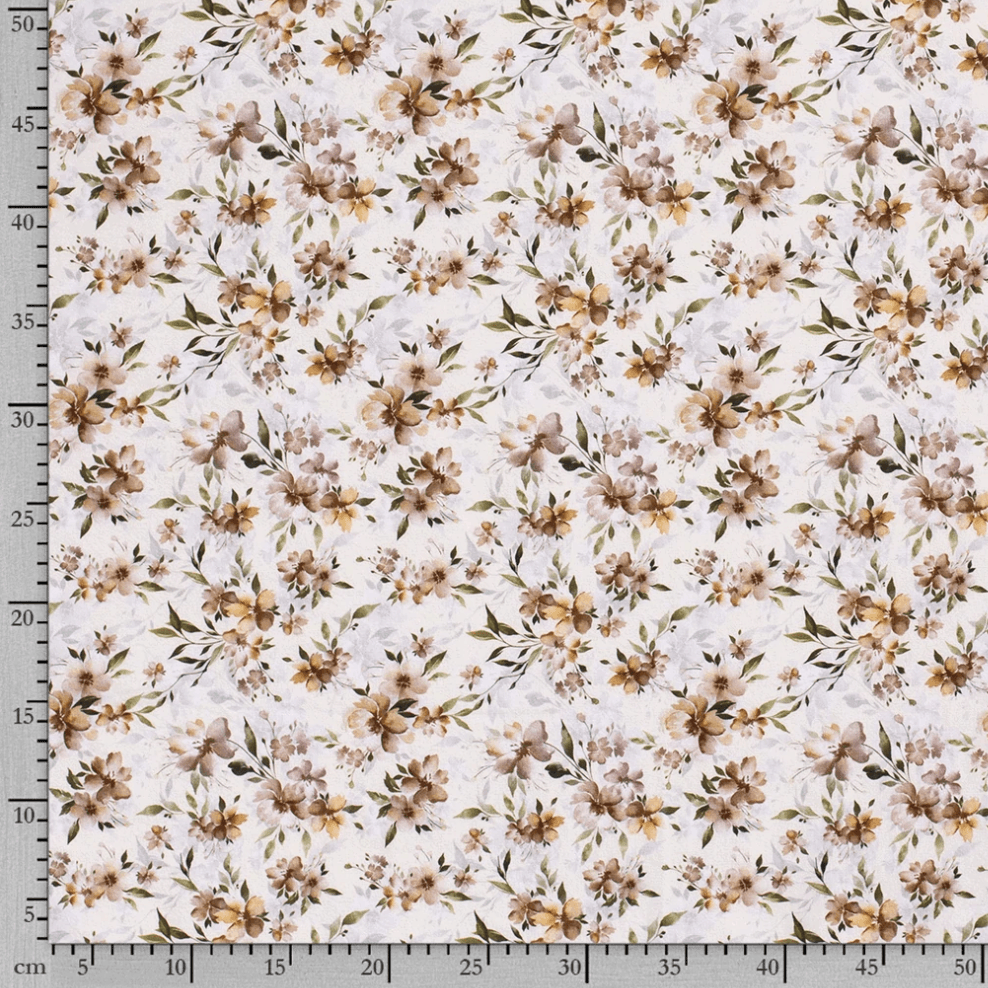 Organic Cotton Jersey - Natural Flowers-Organic Jersey-Jelly Fabrics