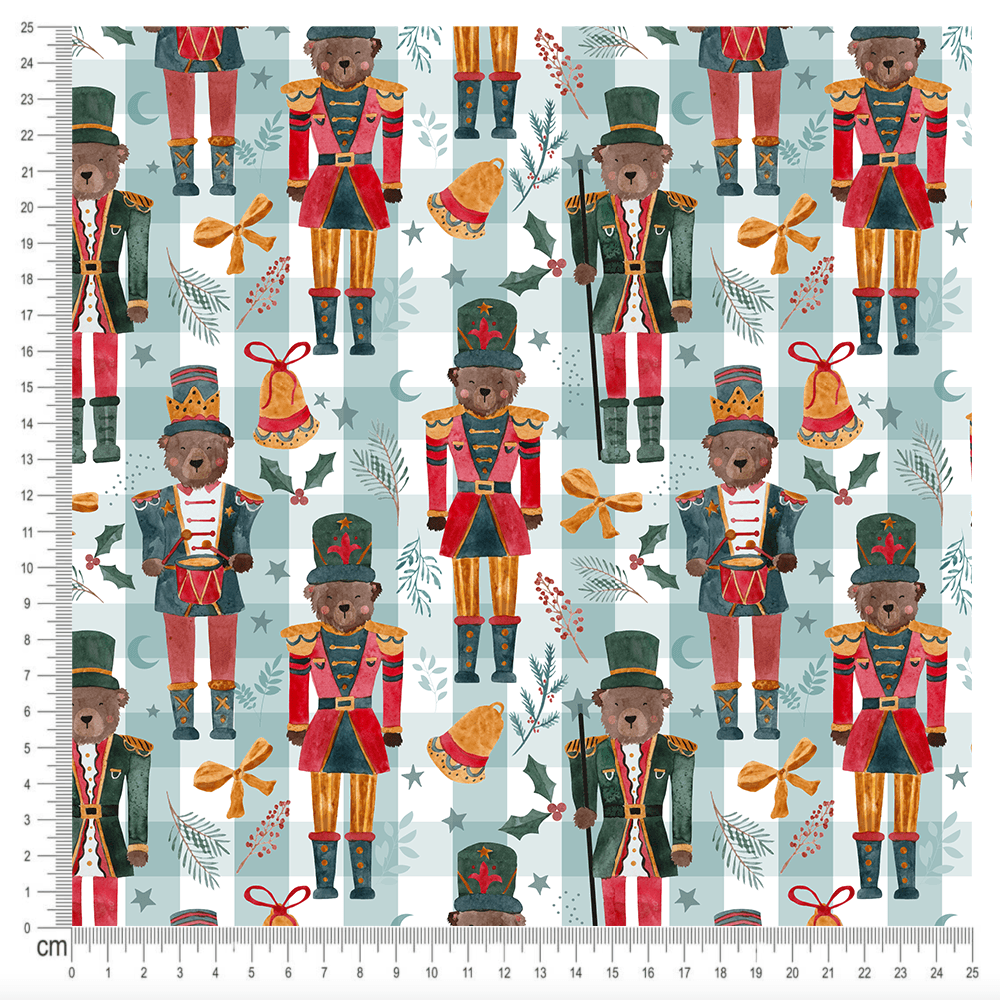Cotton Jersey Fabric Nutcrackers in Teal Jelly Fabrics Jelly